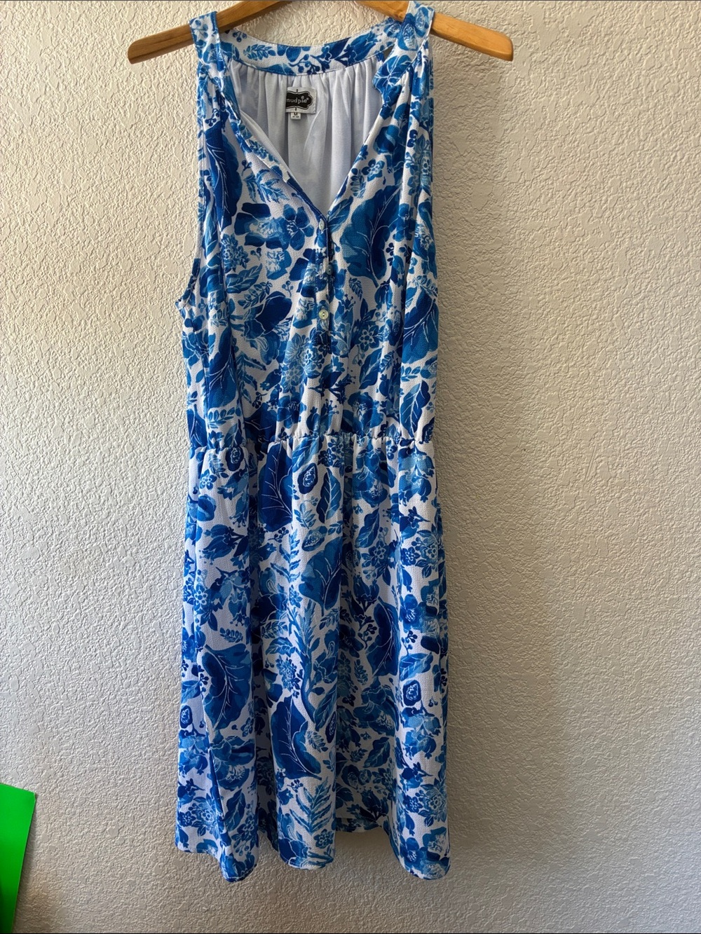 Mud Pie Blue and White Floral Sleeveless Mini Dress